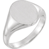14k White Gold Ladies' Oval Signet Ring with Solid Back 12x10mm