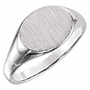 14k White Gold Solid Back Oval Signet Ring 11 x 9mm 