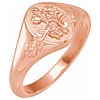 14k Rose Gold Oval Floral Signet Ring