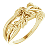 14k Yellow Floral Criss-Cross Ring