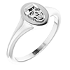 14k White Gold Skull Signet Ring