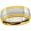18k Yellow Gold and Platinum 8mm Wedding Band with Ridged Edges