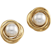 14kt Yellow Gold Knot 6mm Akoya Cultured Pearl Earrings