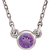 14kt White Gold 1/4 ct Amethyst Bezel 18in Necklace