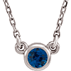 14kt White Gold 1/3 ct Blue Sapphire Bezel 18in Necklace