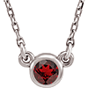 14kt White Gold 1/4 ct Garnet Bezel 18in Necklace