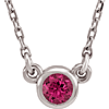 14kt White Gold 1/4 ct Pink Tourmaline Bezel 18in Necklace