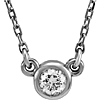 14kt White Gold 1/3 ct White Sapphire Bezel 18in Necklace