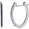 14k White Gold 1/2 ct Blue Sapphire Hoop Earrings