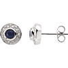 14kt White Gold 1/2 ct Blue Sapphire Earrings with Diamond Accents