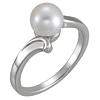 Sterling Silver 7mm Freshwater Cultured Pearl Curved Solitaire Ring
