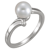 14k White Gold 7mm Freshwater Cultured Pearl Curved Solitaire Ring