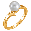 14k Yellow Gold 7mm Freshwater Cultured Pearl Curved Solitaire Ring