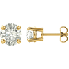 3 ct Forever One Moissanite Earrings 4-Prong Colorless 14k Yellow Gold