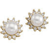 14kt Yellow Gold 6mm Akoya Cultured Pearl Diamond Earrings