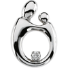14kt White Gold Mother and Child Diamond Hollow Back Pendant
