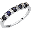 14kt White Gold Sapphire Anniversary Band with Diamond Accents