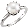 7mm Freshwater Cultured Pearl Crown Ring 14k White Gold
