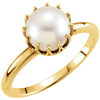 7mm Freshwater Cultured Pearl Crown Ring 14k Yellow Gold