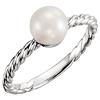 Sterling Silver 6mm Freshwater Cultured Pearl Rope Ring
