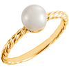 14k Yellow Gold 8mm Freshwater Cultured Pearl Rope Ring