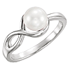14k White Gold Freshwater Cultured Pearl Infinity Ring