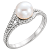 14k White Gold 7mm Freshwater Cultured Pearl Wrapped Rope Ring