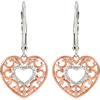 Rose Gold Plated 1/10 ct tw Diamond Heart Earrings