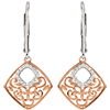 Rose Gold Plated 1/10 ct tw Diamond Square Earrings