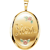 Gold-plated Sterling Silver 3/4in Oval Mom Locket