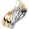 Sterling Silver 10kt Tri-Tone Gold Diamond Rolling Rings