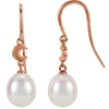14kt Rose Gold Diamond Freshwater Cultured Pearl Moon Earrings
