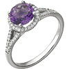 14kt White Gold 1.2 ct Amethyst Halo Ring with 1/5 ct Diamonds