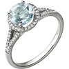 14k White Gold 1.3 ct Aquamarine Ring with 1/5 ct Diamonds