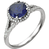 14k White Gold 1.85ct Chatham Created Sapphire Halo Ring with Diamonds