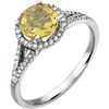 14kt White Gold 1.2 ct Citrine Halo Ring with 1/5 ct Diamonds