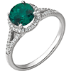 14k White Gold 1.25 ct Chatham Created Emerald Halo Ring with Diamonds