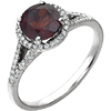 14kt White Gold 1.65 ct Garnet Halo Ring with 1/5 ct Diamonds