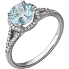 14kt White Gold Sky Blue Topaz Ring with 1/6 ct Diamonds