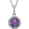 14k White Gold Halo 1.2 ct Amethyst Necklace with Diamonds