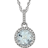 14kt White Gold 1.3 ct Aquamarine 18in Necklace with Diamonds