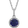 14kt White Gold 1.8 ct Created Sapphire 18in Necklace with Diamonds
