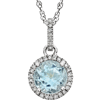 14kt White Gold 1.6 ct Sky Blue Topaz 18in Necklace with Diamonds