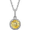14kt White Gold 1.2 ct Citrine 18in Necklace with Diamonds