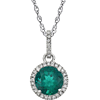 14kt White Gold 1.25 ct Created Emerald 18in Necklace with Diamonds