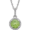 14kt White Gold 1.2 ct Peridot 18in Necklace with Diamonds