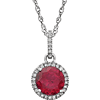 14kt White Gold 1.8 ct Created Ruby 18in Necklace with Diamonds