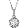 14k White Gold 1.8 ct Created White Sapphire Necklace with Diamonds
