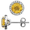 14kt White Gold 1 1/2 ct Citrine and Diamond Halo Earrings