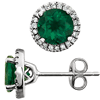 14kt White Gold 1.7 ct Created Emerald and Diamond Halo Earrings